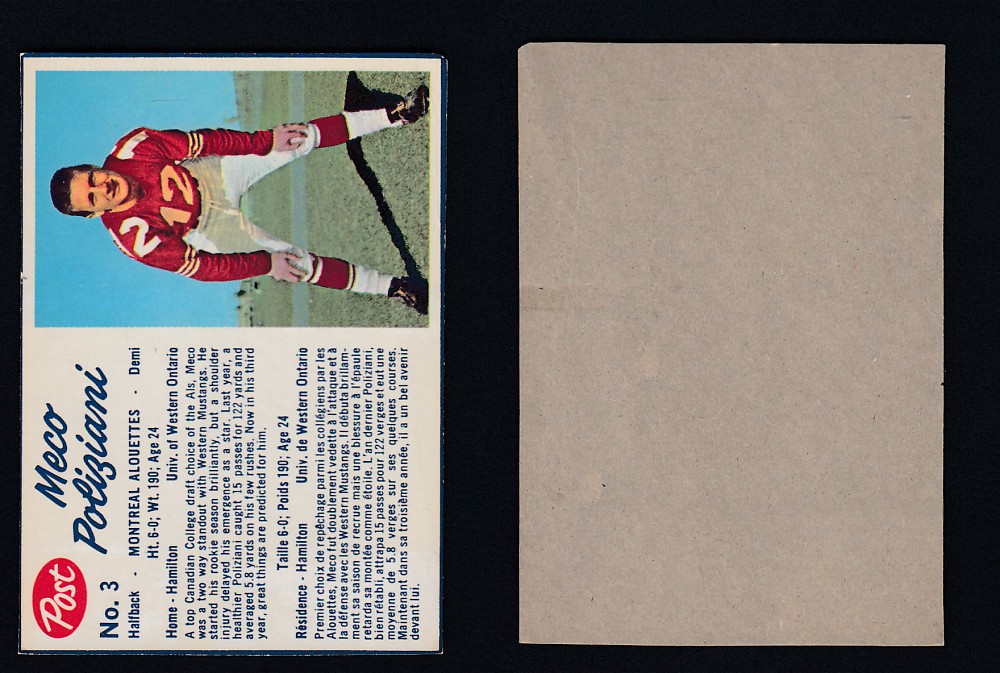 1962 CFL POST FOOTBALL CARD #3 M. POLIZIANI photo 1962 CFL POST FOOTBALL CARD #3 M. POLIZIANI photo