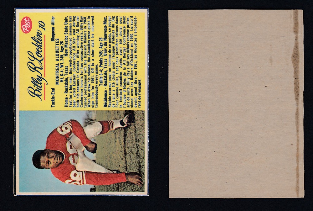1963 CFL POST FOOTBALL CARD #10 B. LOCKLIN photo 1963 CFL POST FOOTBALL CARD #10 B. LOCKLIN photo