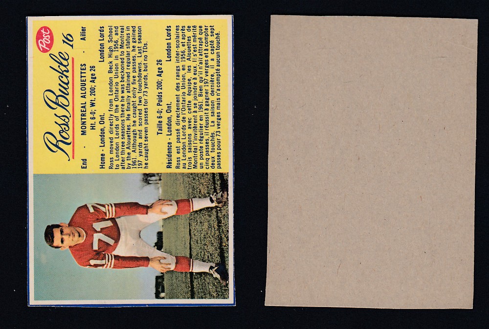 1963 CFL POST FOOTBALL CARD #16 R. BUCKLE photo 1963 CFL POST FOOTBALL CARD #16 R. BUCKLE photo