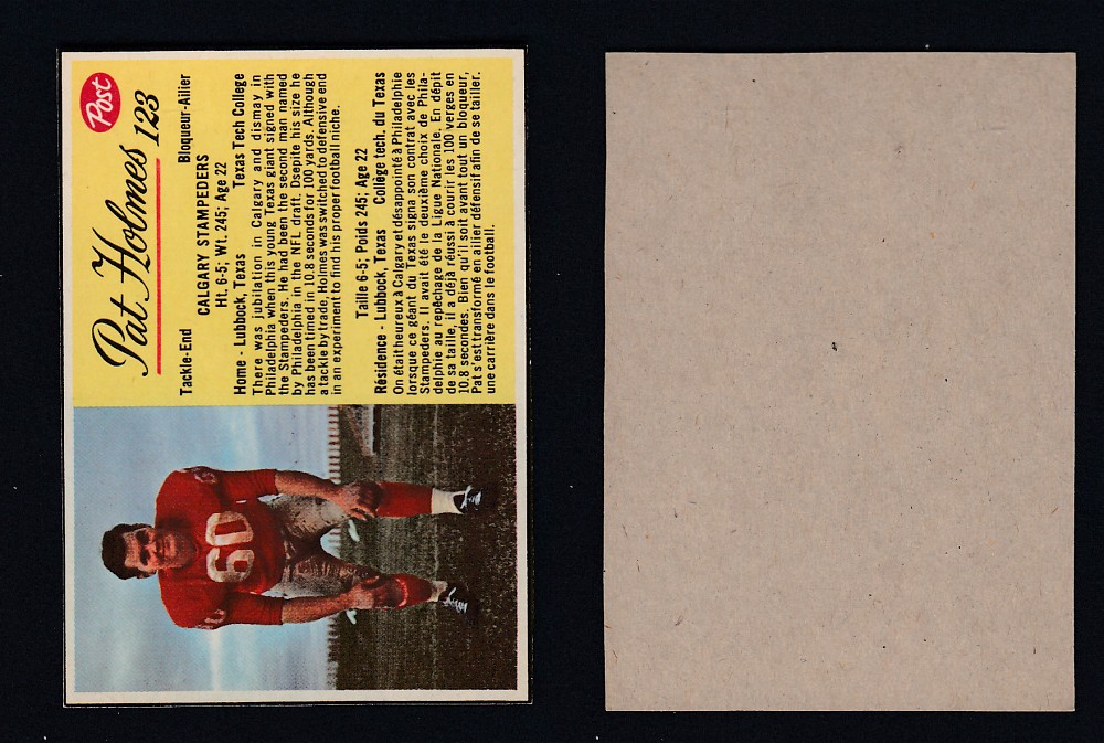 1963 CFL POST FOOTBALL CARD #123 P. HOLMES photo 1963 CFL POST FOOTBALL CARD #123 P. HOLMES photo
