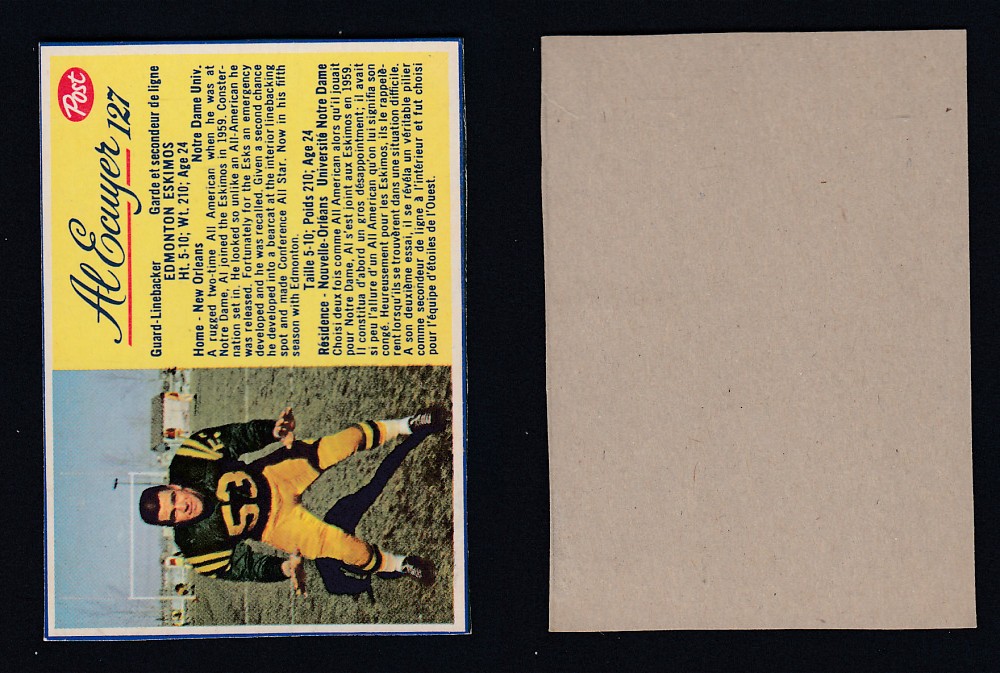 1963 CFL POST FOOTBALL CARD #127 A. ECUYER photo 1963 CFL POST FOOTBALL CARD #127 A. ECUYER photo