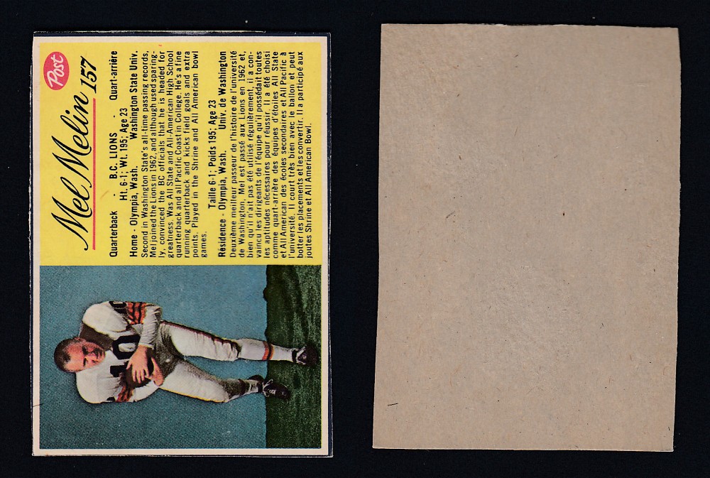 1963 CFL POST FOOTBALL CARD #157 M. MELIN photo 1963 CFL POST FOOTBALL CARD #157 M. MELIN photo