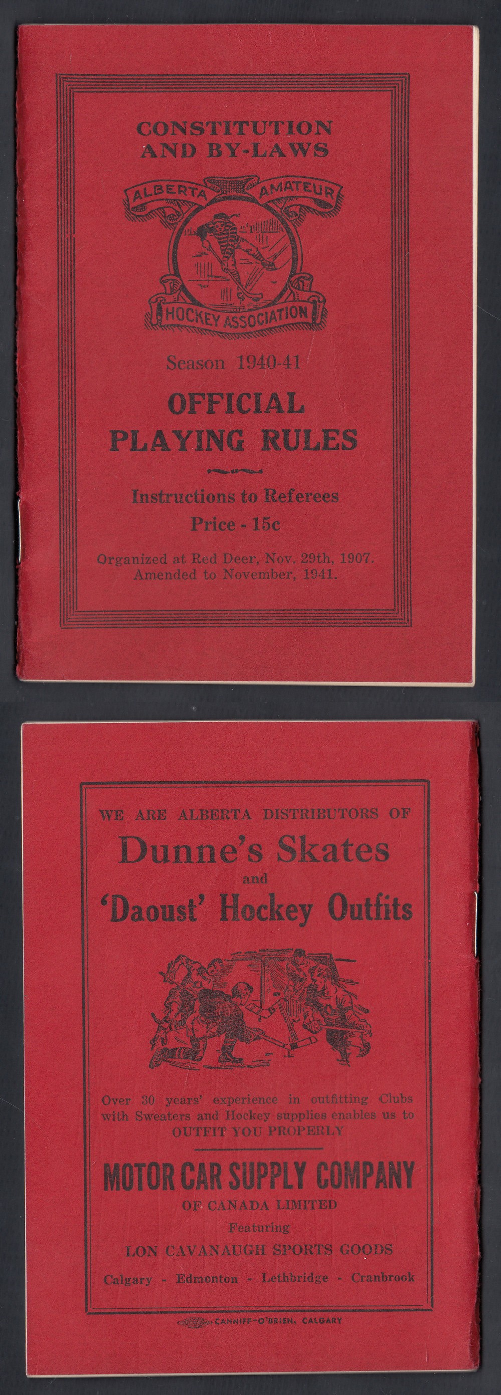 1940-41 ALBERTA AMATEUR HOCKEY ASSOCIATION PLAYING RULES BOOK  photo