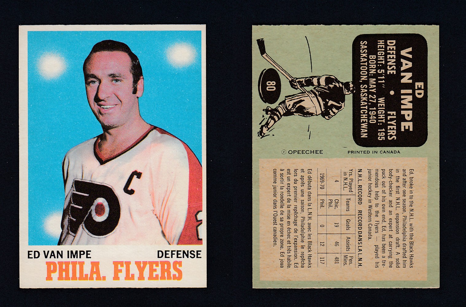 1970-71 O-PEE-CHEE HOCKEY CARD #80 V. IMPE photo 1970-71 O-PEE-CHEE HOCKEY CARD #80 V. IMPE photo