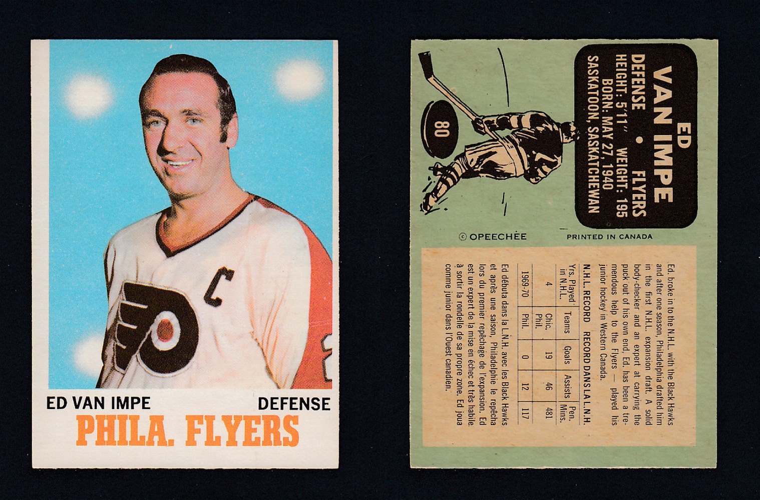 1970-71 O-PEE-CHEE HOCKEY CARD #80 V. IMPE photo 1970-71 O-PEE-CHEE HOCKEY CARD #80 V. IMPE photo