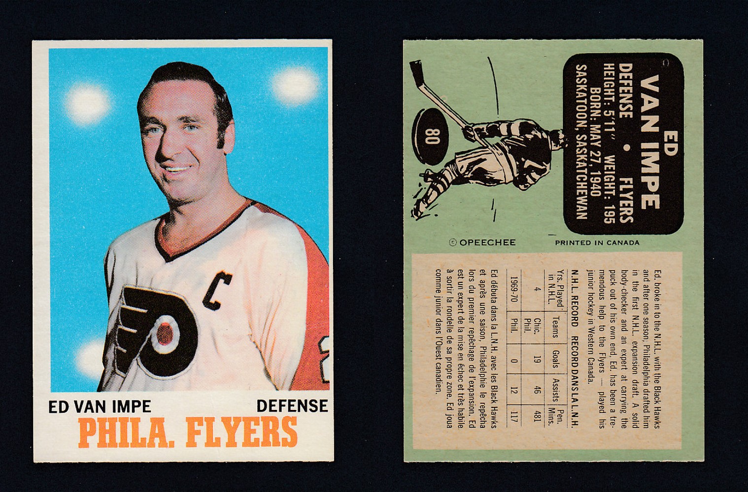 1970-71 O-PEE-CHEE HOCKEY CARD #80 V. IMPE photo 1970-71 O-PEE-CHEE HOCKEY CARD #80 V. IMPE photo