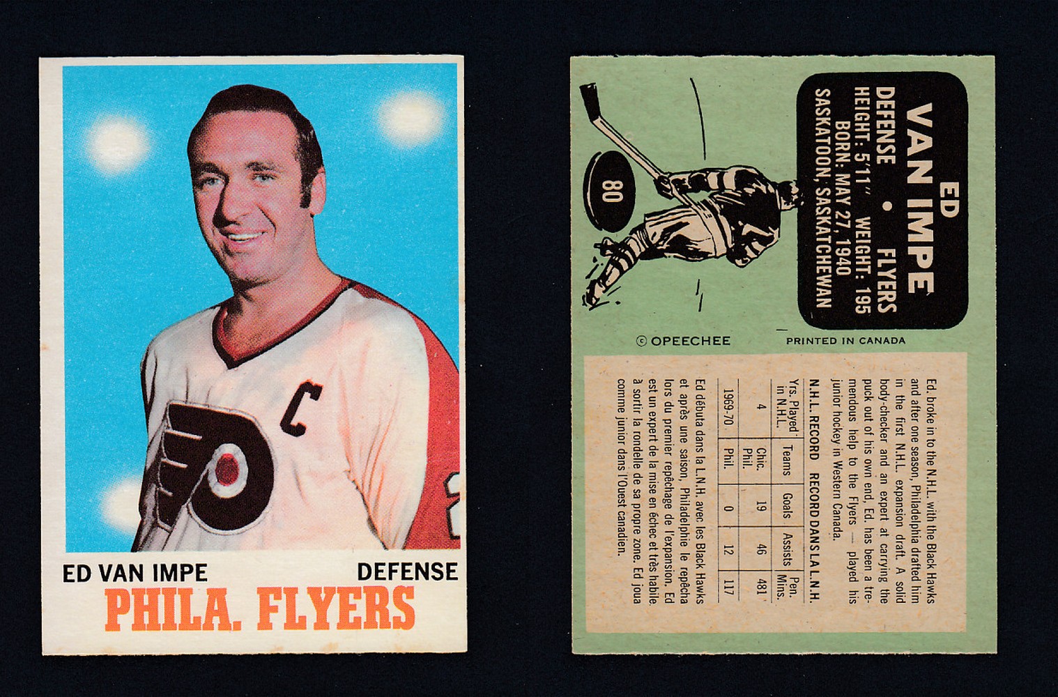 1970-71 O-PEE-CHEE HOCKEY CARD #80 V. IMPE photo 1970-71 O-PEE-CHEE HOCKEY CARD #80 V. IMPE photo