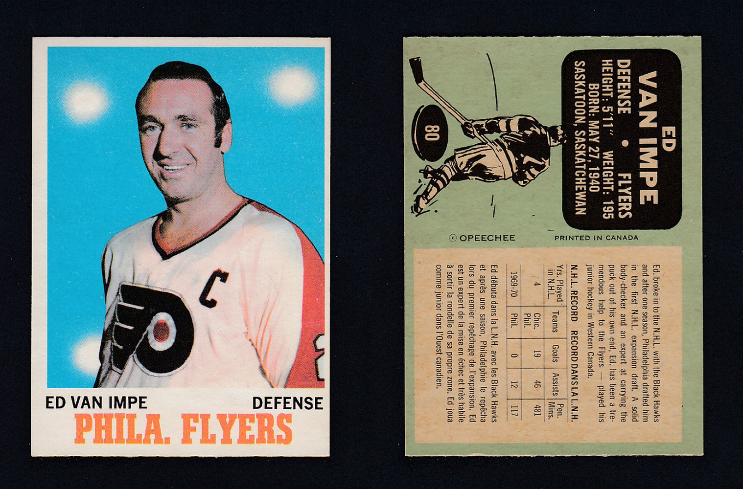 1970-71 O-PEE-CHEE HOCKEY CARD #80 V. IMPE photo 1970-71 O-PEE-CHEE HOCKEY CARD #80 V. IMPE photo