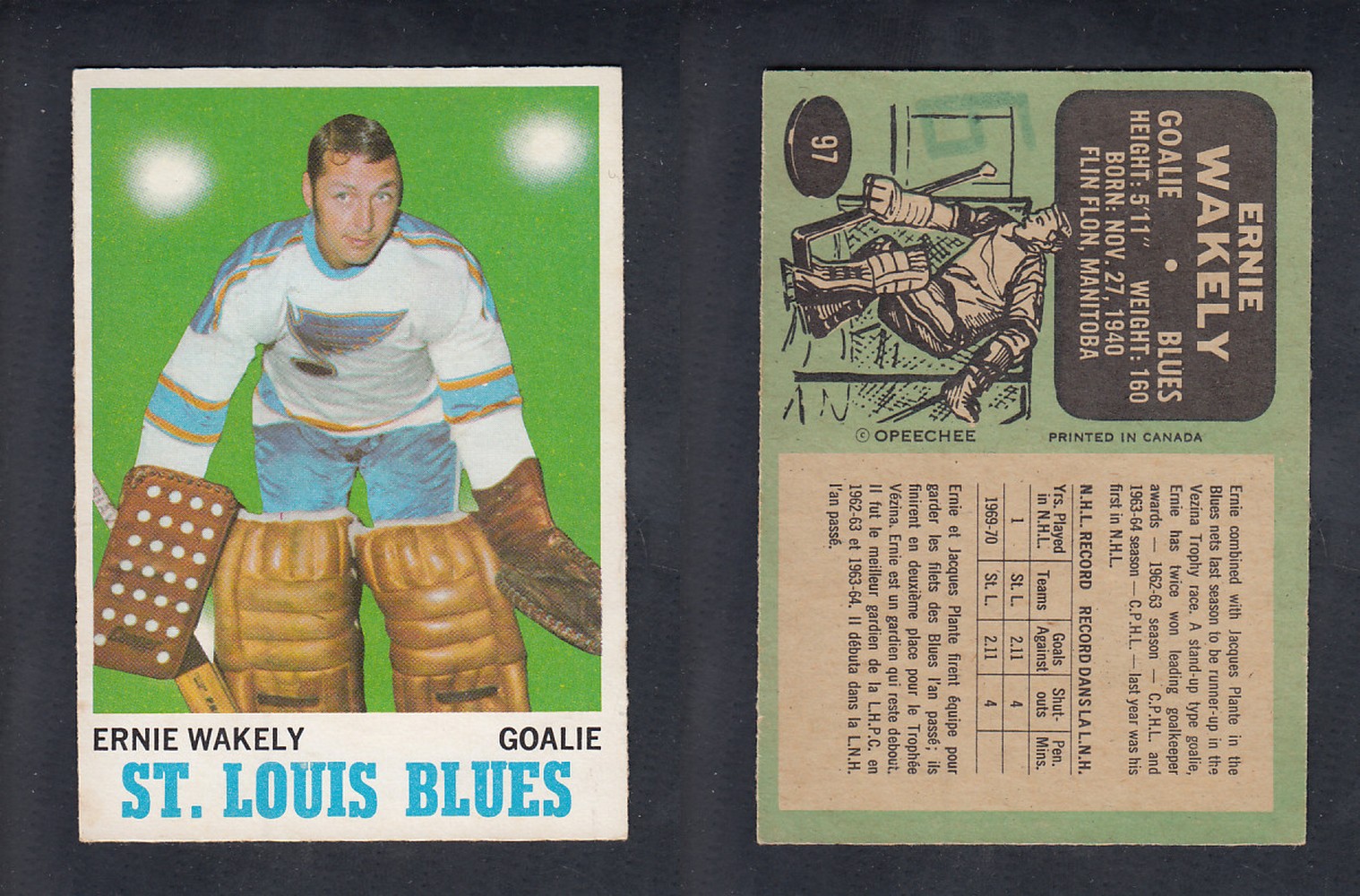 1970-71 O-PEE-CHEE HOCKEY CARD #97 E. WAKELY photo 1970-71 O-PEE-CHEE HOCKEY CARD #97 E. WAKELY photo