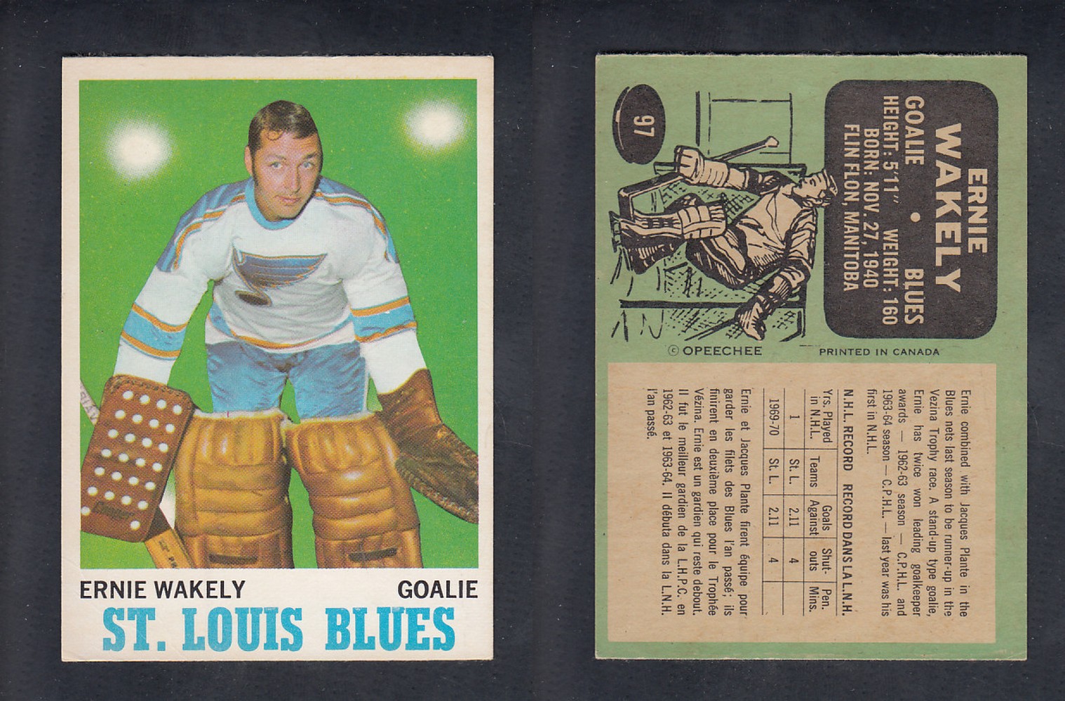 1970-71 O-PEE-CHEE HOCKEY CARD #97 E. WAKELY photo 1970-71 O-PEE-CHEE HOCKEY CARD #97 E. WAKELY photo
