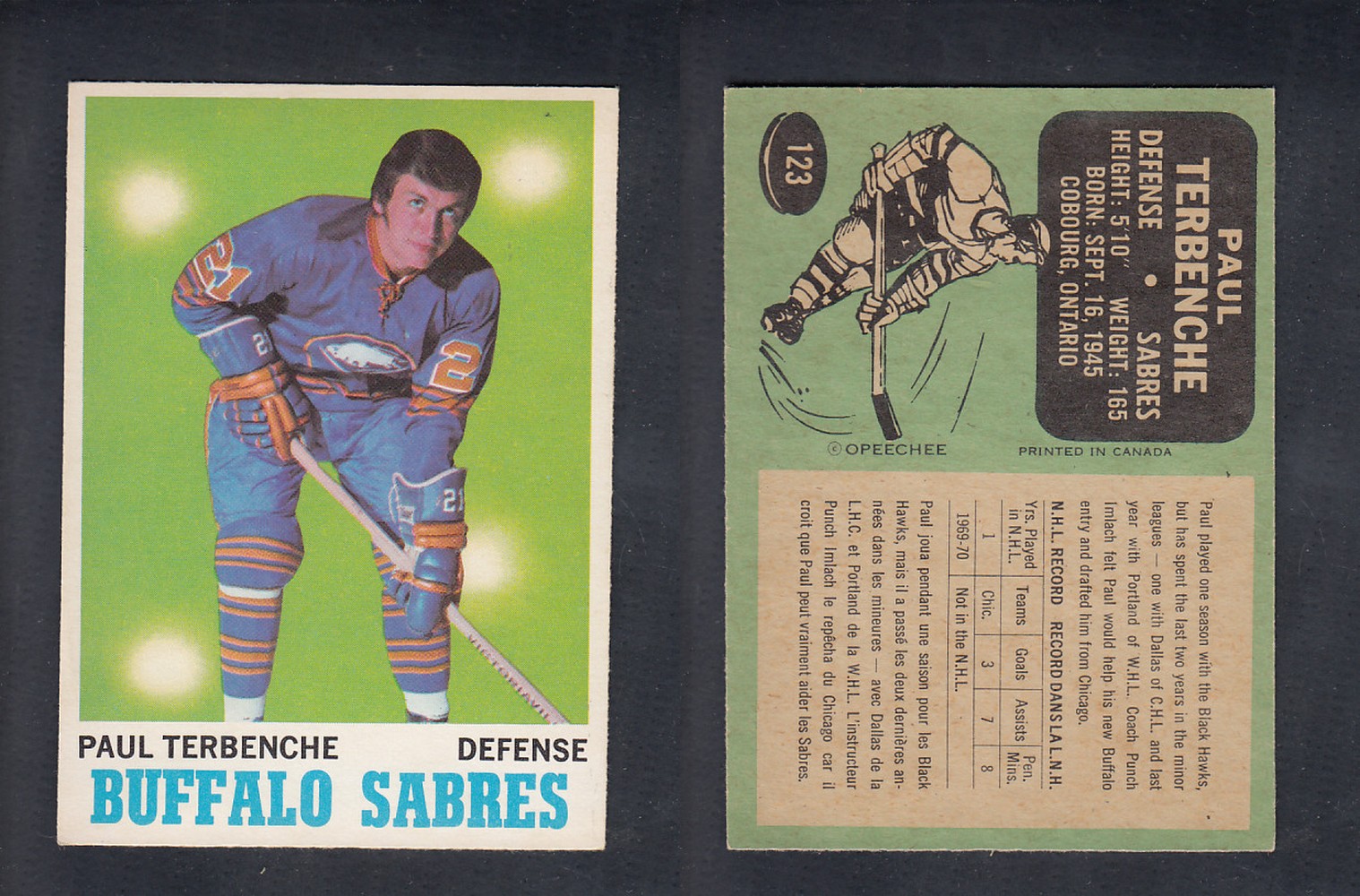 1970-71 O-PEE-CHEE HOCKEY CARD #123 P. TERBENCHE photo 1970-71 O-PEE-CHEE HOCKEY CARD #123 P. TERBENCHE photo