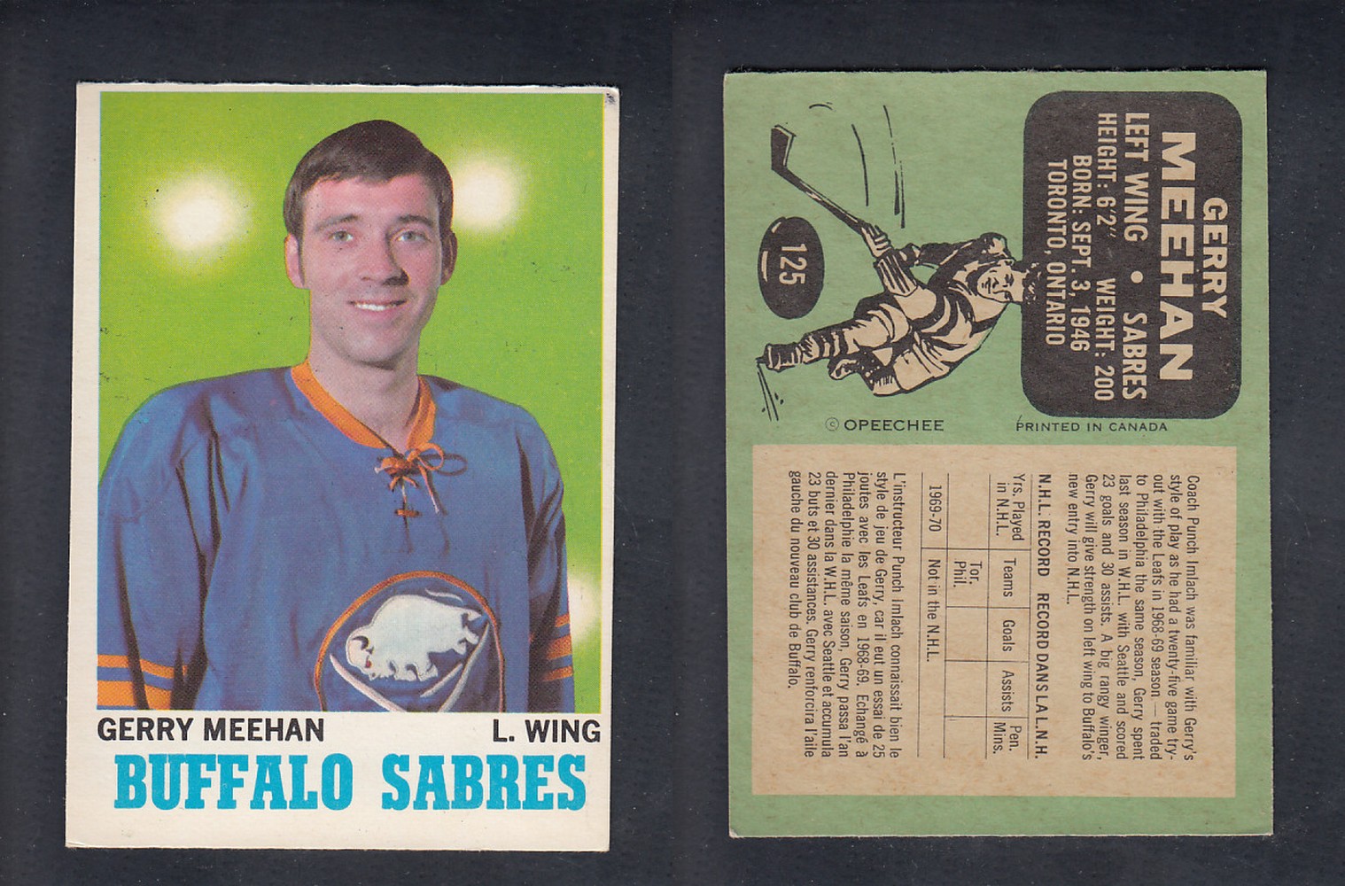 1970-71 O-PEE-CHEE HOCKEY CARD  #125  G. MEEHAN photo