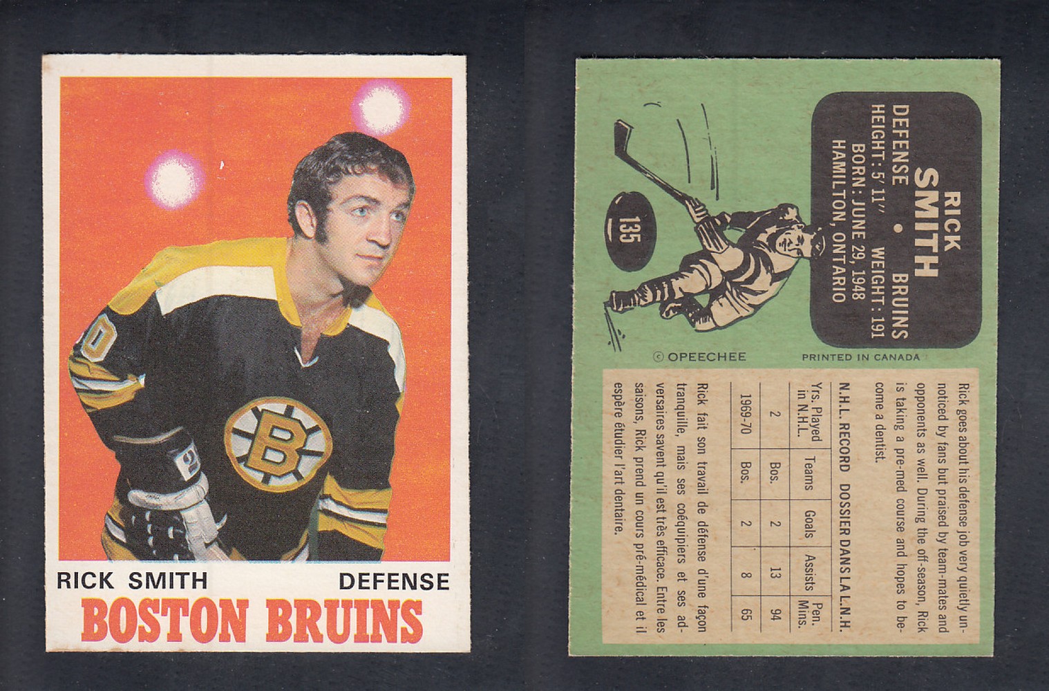 1970-71 O-PEE-CHEE HOCKEY CARD  #135  R. SMITH photo