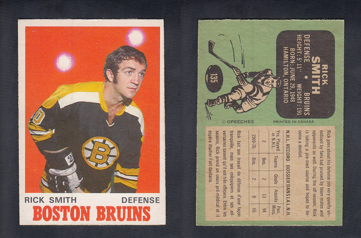 1970-71 O-PEE-CHEE HOCKEY CARD #135 R. SMITH photo 1970-71 O-PEE-CHEE HOCKEY CARD #135 R. SMITH photo