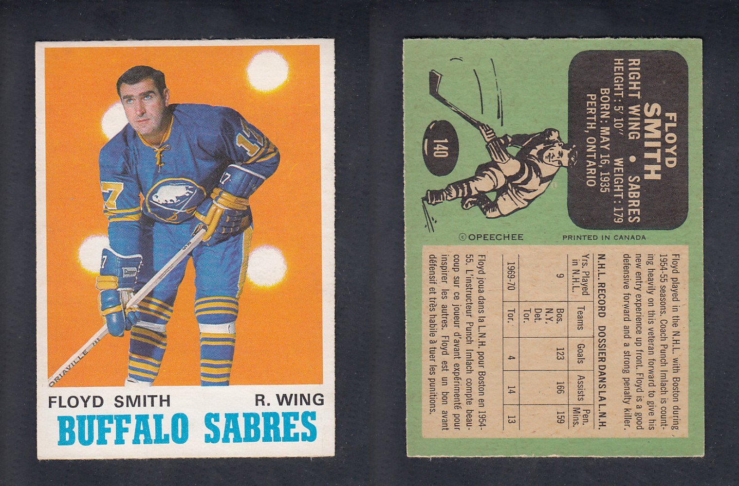1970-71 O-PEE-CHEE HOCKEY CARD  #140  F. SMITH photo