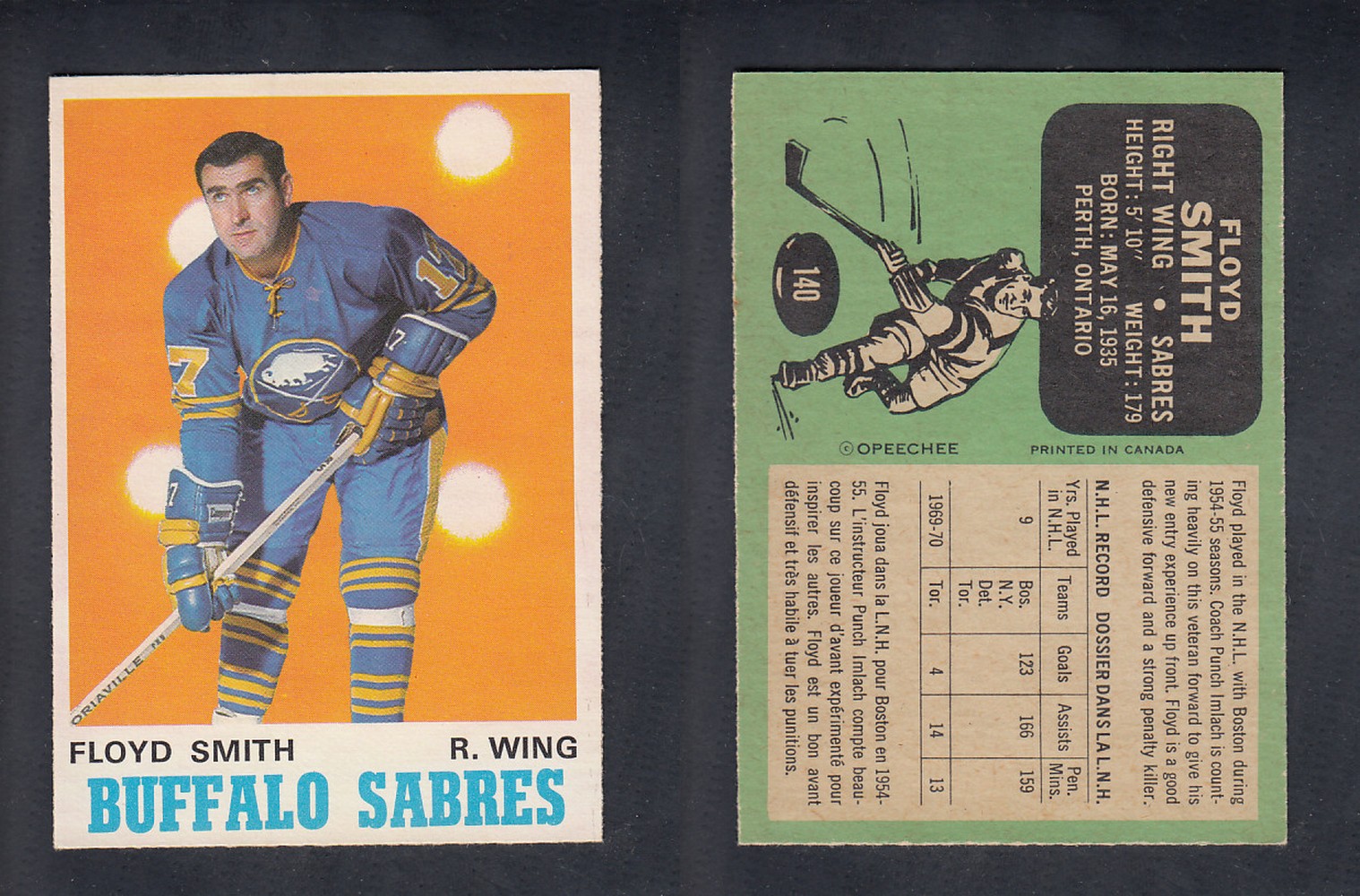 1970-71 O-PEE-CHEE HOCKEY CARD #140 F. SMITH photo 1970-71 O-PEE-CHEE HOCKEY CARD #140 F. SMITH photo