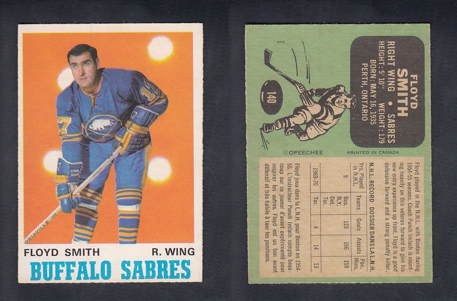 1970-71 O-PEE-CHEE HOCKEY CARD #140 F. SMITH photo 1970-71 O-PEE-CHEE HOCKEY CARD #140 F. SMITH photo