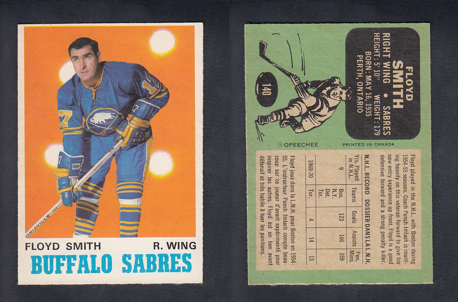 1970-71 O-PEE-CHEE HOCKEY CARD  #140  F. SMITH photo