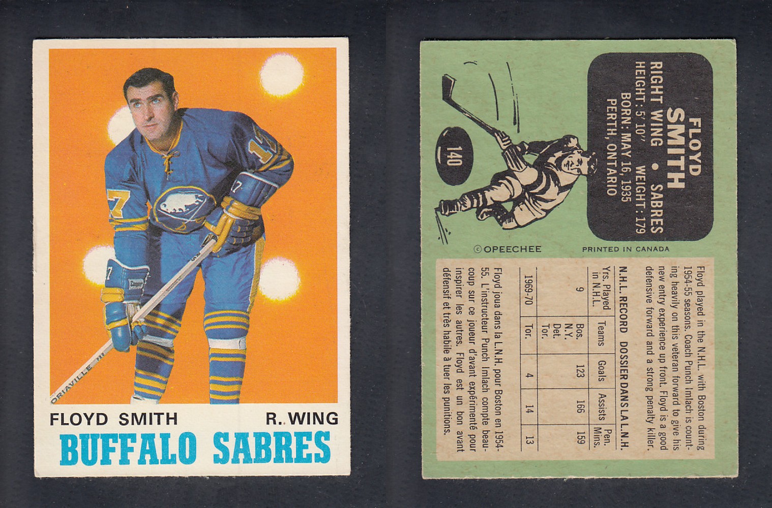 1970-71 O-PEE-CHEE HOCKEY CARD  #140  F. SMITH photo