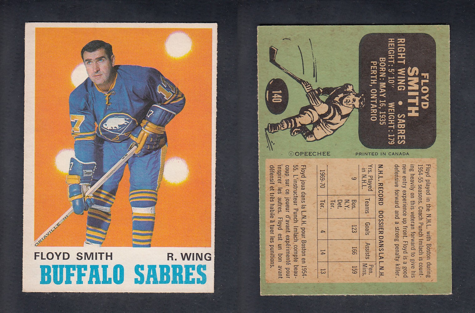 1970-71 O-PEE-CHEE HOCKEY CARD #140 F. SMITH photo 1970-71 O-PEE-CHEE HOCKEY CARD #140 F. SMITH photo
