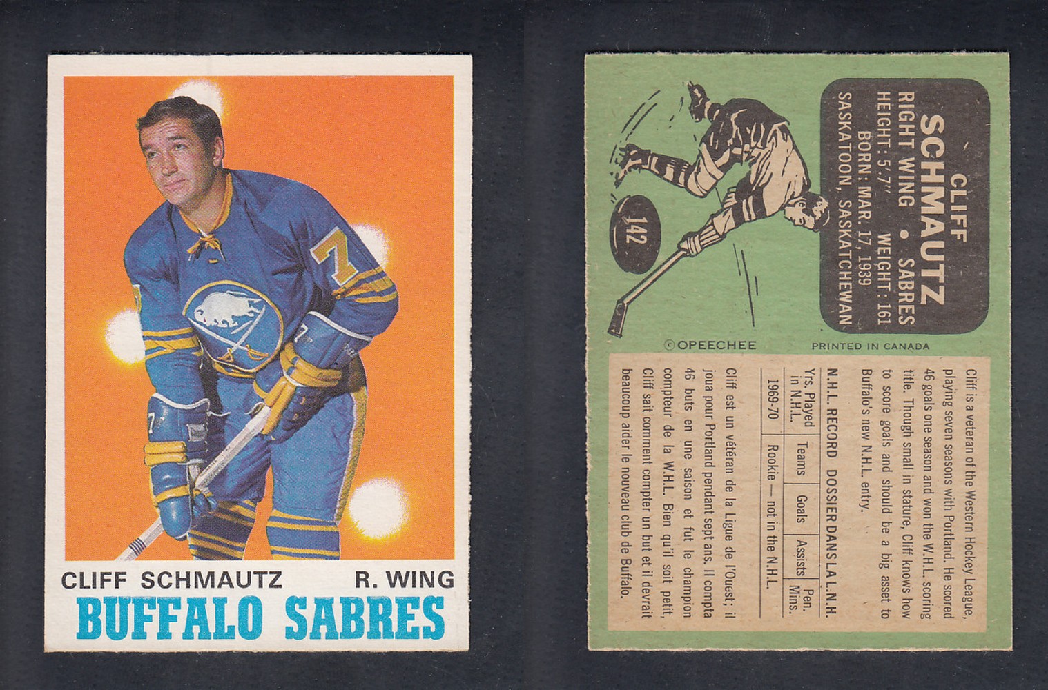 1970-71 O-PEE-CHEE HOCKEY CARD #142 C. SCHMAUTZ photo 1970-71 O-PEE-CHEE HOCKEY CARD #142 C. SCHMAUTZ photo