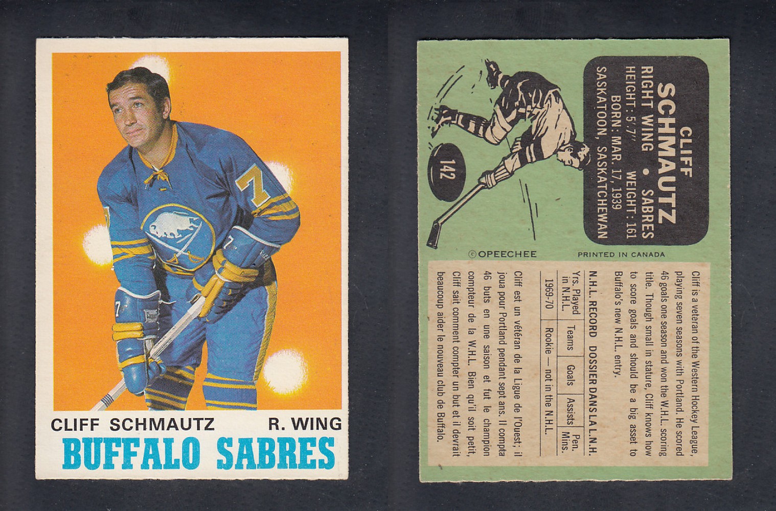 1970-71 O-PEE-CHEE HOCKEY CARD #142 C. SCHMAUTZ photo 1970-71 O-PEE-CHEE HOCKEY CARD #142 C. SCHMAUTZ photo