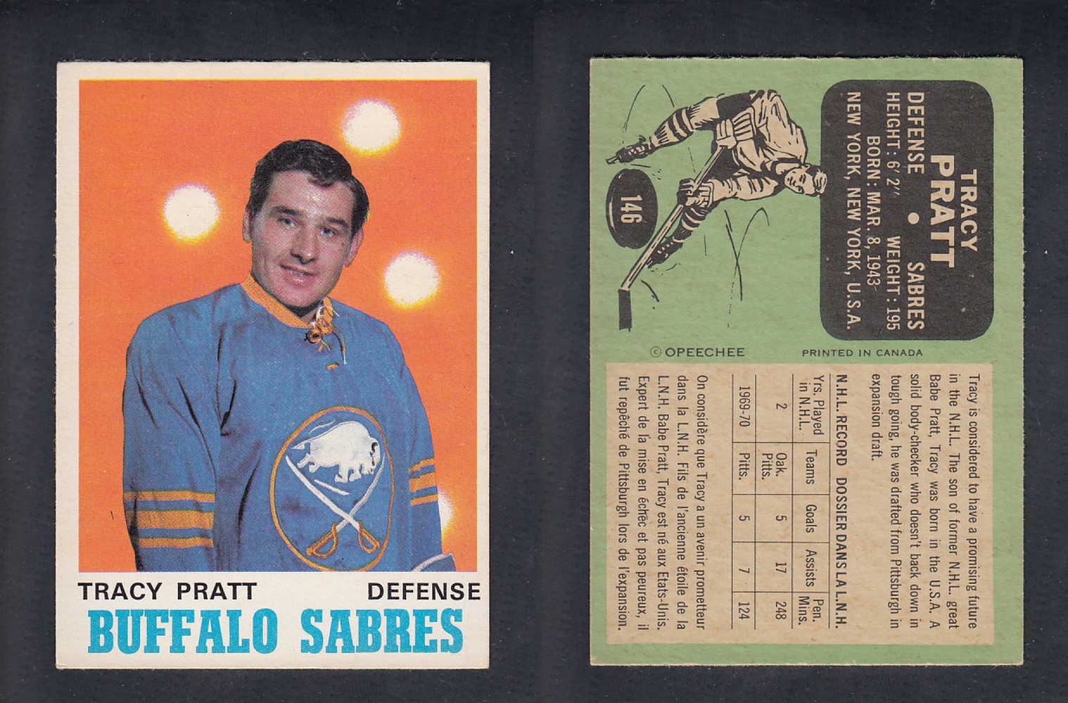 1970-71 O-PEE-CHEE HOCKEY CARD #146 T. PRATT photo 1970-71 O-PEE-CHEE HOCKEY CARD #146 T. PRATT photo