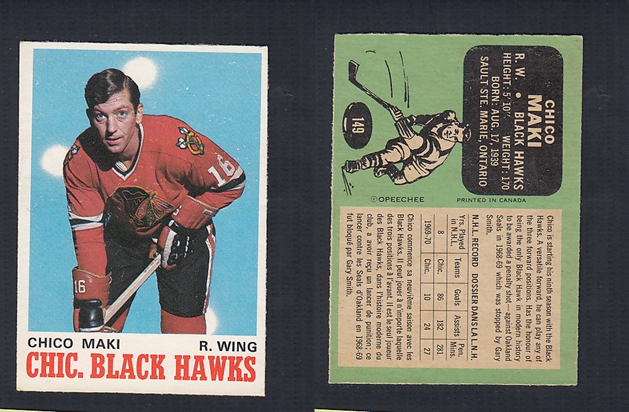 1970-71 O-PEE-CHEE HOCKEY CARD #149 C. MAKI photo 1970-71 O-PEE-CHEE HOCKEY CARD #149 C. MAKI photo