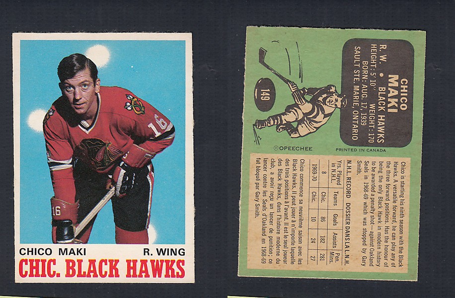 1970-71 O-PEE-CHEE HOCKEY CARD #149 C. MAKI photo 1970-71 O-PEE-CHEE HOCKEY CARD #149 C. MAKI photo