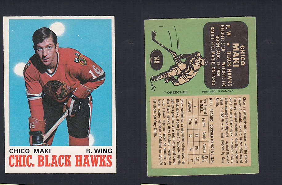 1970-71 O-PEE-CHEE HOCKEY CARD #149 C. MAKI photo 1970-71 O-PEE-CHEE HOCKEY CARD #149 C. MAKI photo