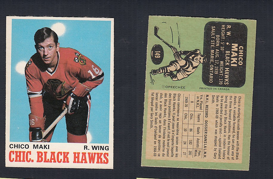 1970-71 O-PEE-CHEE HOCKEY CARD #149 C. MAKI photo 1970-71 O-PEE-CHEE HOCKEY CARD #149 C. MAKI photo