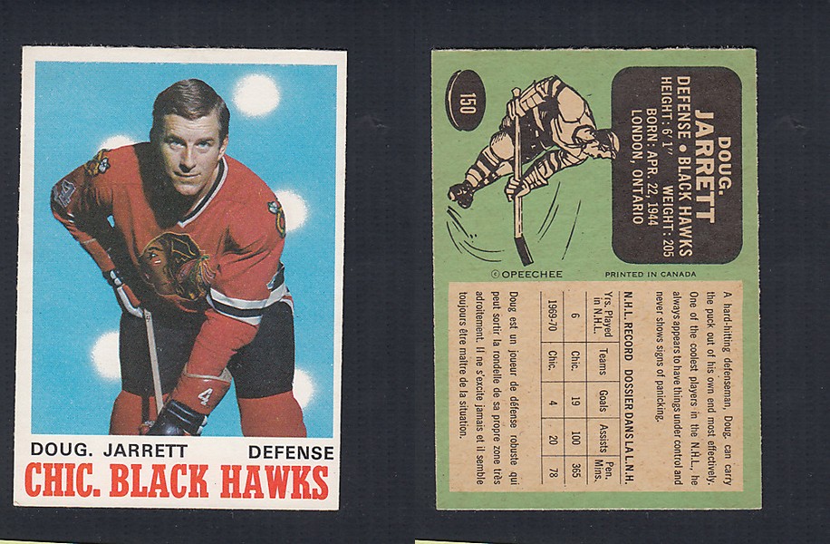 1970-71 O-PEE-CHEE HOCKEY CARD #150 D. JARRETT photo 1970-71 O-PEE-CHEE HOCKEY CARD #150 D. JARRETT photo