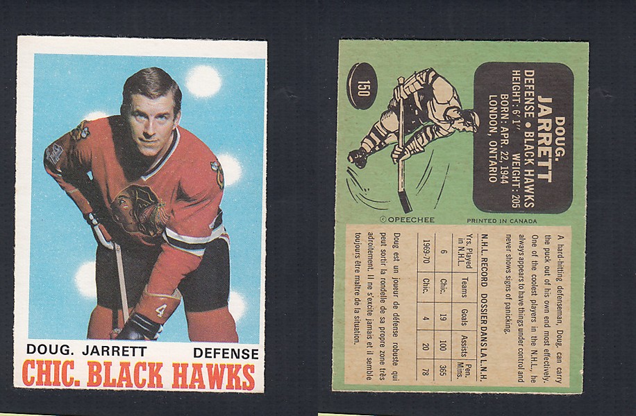 1970-71 O-PEE-CHEE HOCKEY CARD #150 D. JARRETT photo 1970-71 O-PEE-CHEE HOCKEY CARD #150 D. JARRETT photo