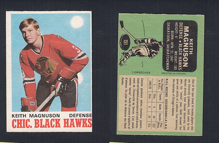 1970-71 O-PEE-CHEE HOCKEY CARD #151 K. MAGNUSON photo 1970-71 O-PEE-CHEE HOCKEY CARD #151 K. MAGNUSON photo