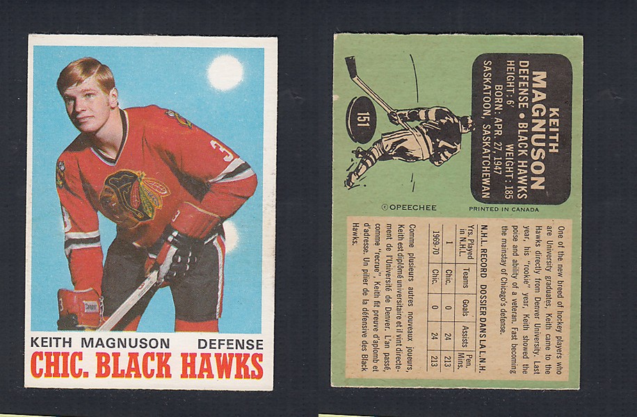 1970-71 O-PEE-CHEE HOCKEY CARD #151 K. MAGNUSON photo 1970-71 O-PEE-CHEE HOCKEY CARD #151 K. MAGNUSON photo