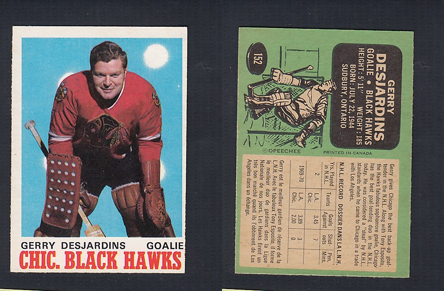 1970-71 O-PEE-CHEE HOCKEY CARD #152 G. DESJARDINS photo 1970-71 O-PEE-CHEE HOCKEY CARD #152 G. DESJARDINS photo