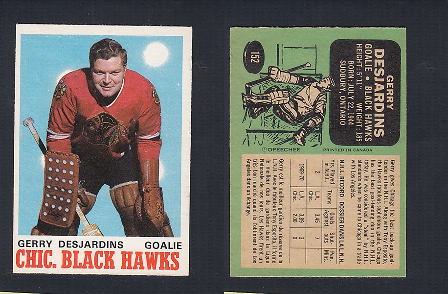 1970-71 O-PEE-CHEE HOCKEY CARD #152 G. DESJARDINS photo 1970-71 O-PEE-CHEE HOCKEY CARD #152 G. DESJARDINS photo