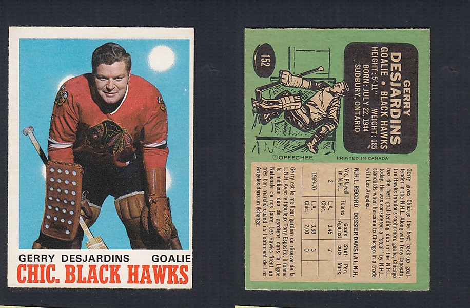 1970-71 O-PEE-CHEE HOCKEY CARD #152 G. DESJARDINS photo 1970-71 O-PEE-CHEE HOCKEY CARD #152 G. DESJARDINS photo