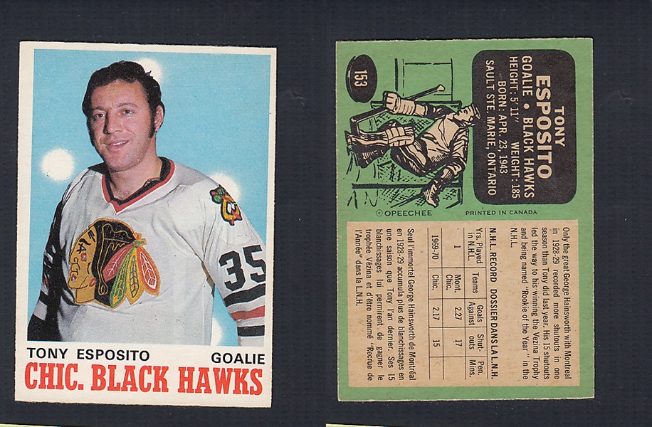 1970-71 O-PEE-CHEE HOCKEY CARD #153 T. ESPOSITO photo 1970-71 O-PEE-CHEE HOCKEY CARD #153 T. ESPOSITO photo