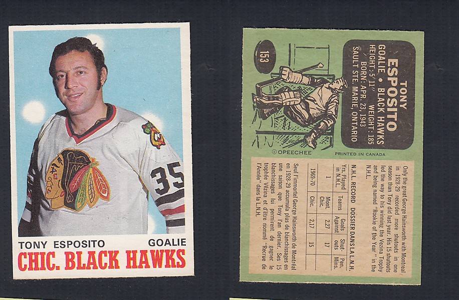 1970-71 O-PEE-CHEE HOCKEY CARD #153 T. ESPOSITO photo 1970-71 O-PEE-CHEE HOCKEY CARD #153 T. ESPOSITO photo