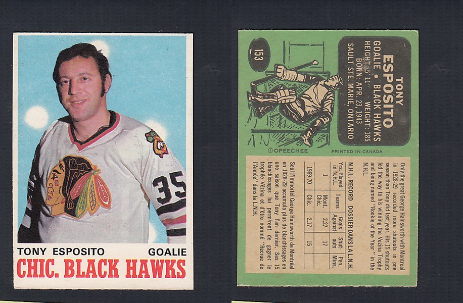 1970-71 O-PEE-CHEE HOCKEY CARD #153 T. ESPOSITO photo 1970-71 O-PEE-CHEE HOCKEY CARD #153 T. ESPOSITO photo