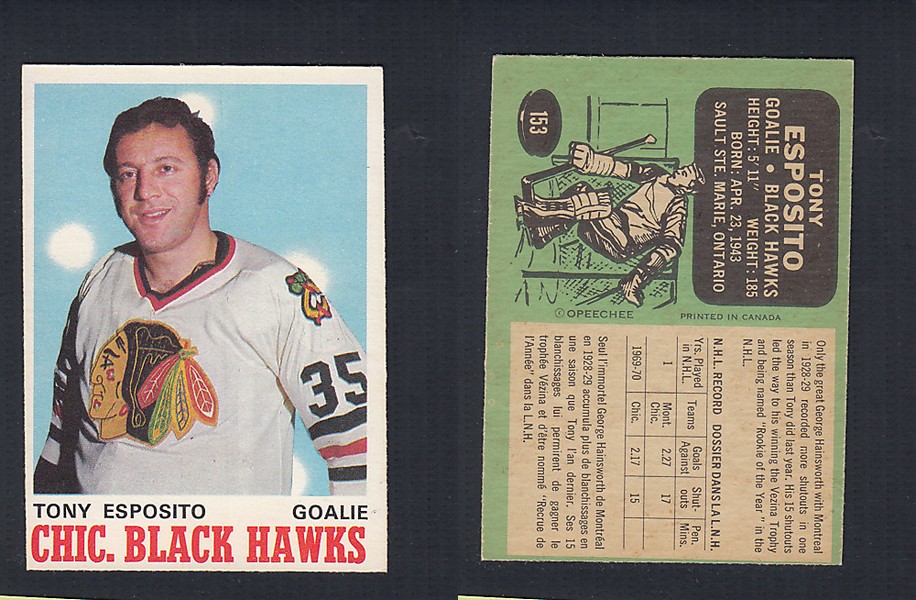 1970-71 O-PEE-CHEE HOCKEY CARD #153 T. ESPOSITO photo 1970-71 O-PEE-CHEE HOCKEY CARD #153 T. ESPOSITO photo