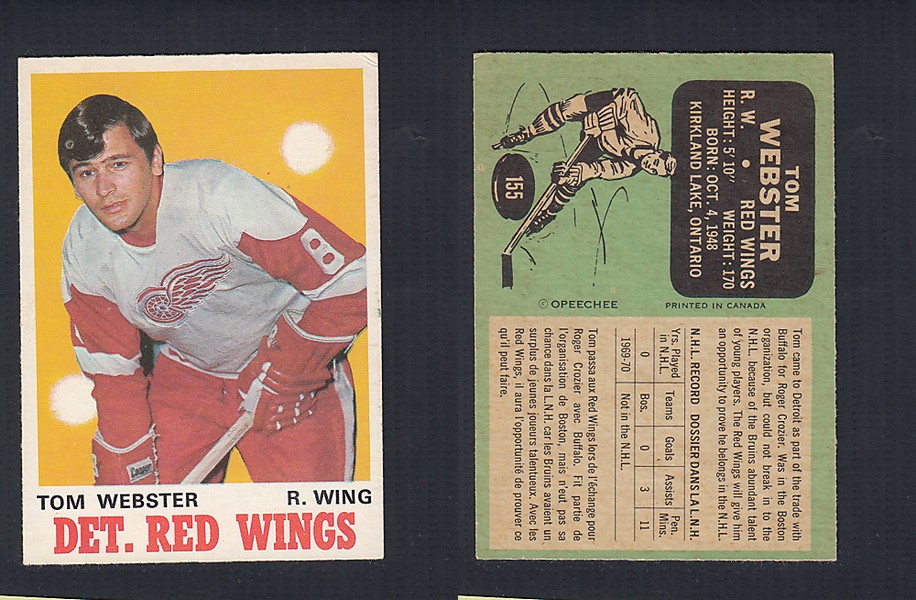 1970-71 O-PEE-CHEE HOCKEY CARD #155 T. WEBSTER photo 1970-71 O-PEE-CHEE HOCKEY CARD #155 T. WEBSTER photo
