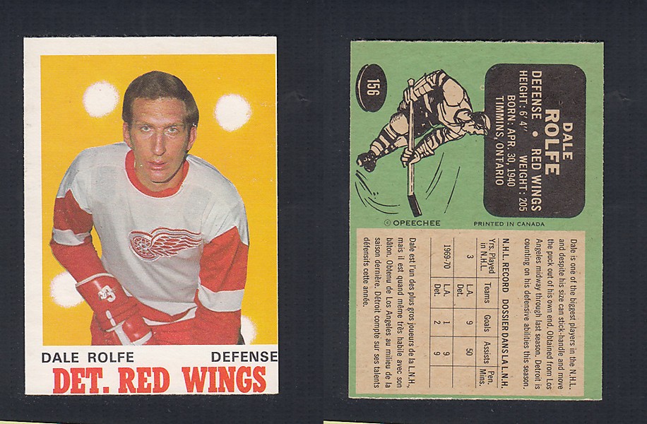 1970-71 O-PEE-CHEE HOCKEY CARD #156 D. ROLFE photo 1970-71 O-PEE-CHEE HOCKEY CARD #156 D. ROLFE photo