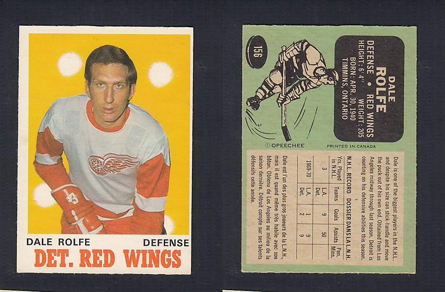 1970-71 O-PEE-CHEE HOCKEY CARD #156 D. ROLFE photo 1970-71 O-PEE-CHEE HOCKEY CARD #156 D. ROLFE photo