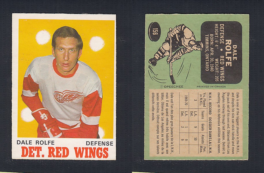 1970-71 O-PEE-CHEE HOCKEY CARD #156 D. ROLFE photo 1970-71 O-PEE-CHEE HOCKEY CARD #156 D. ROLFE photo