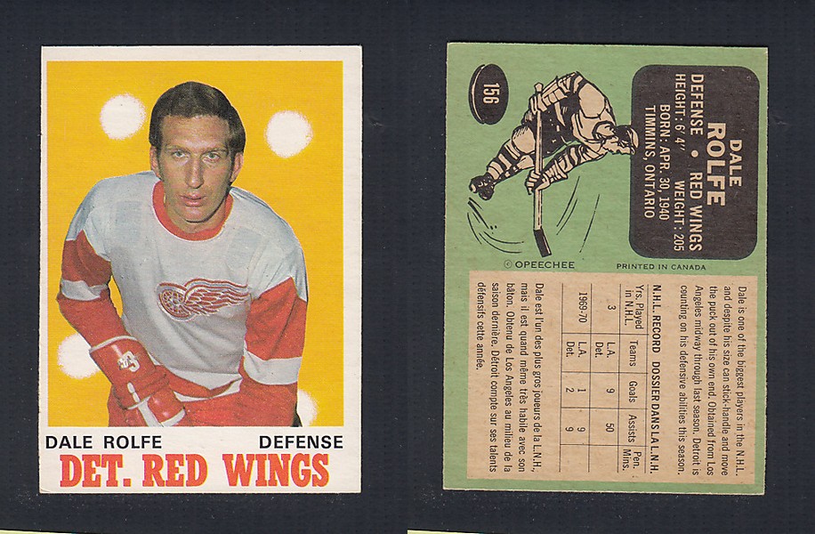 1970-71 O-PEE-CHEE HOCKEY CARD #156 D. ROLFE photo 1970-71 O-PEE-CHEE HOCKEY CARD #156 D. ROLFE photo