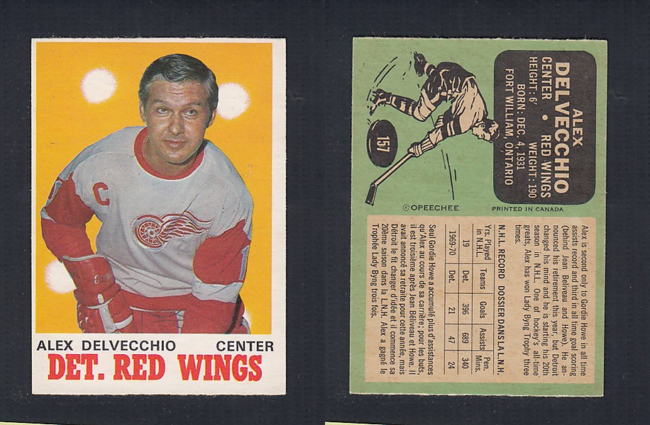 1970-71 O-PEE-CHEE HOCKEY CARD #157 A. DELVECCHIO photo 1970-71 O-PEE-CHEE HOCKEY CARD #157 A. DELVECCHIO photo