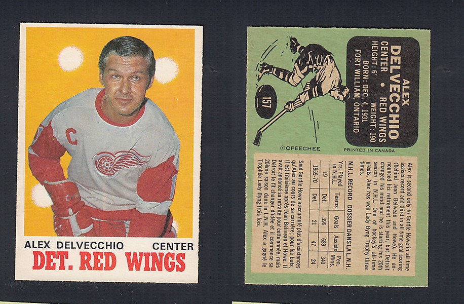1970-71 O-PEE-CHEE HOCKEY CARD #157 A. DELVECCHIO photo 1970-71 O-PEE-CHEE HOCKEY CARD #157 A. DELVECCHIO photo