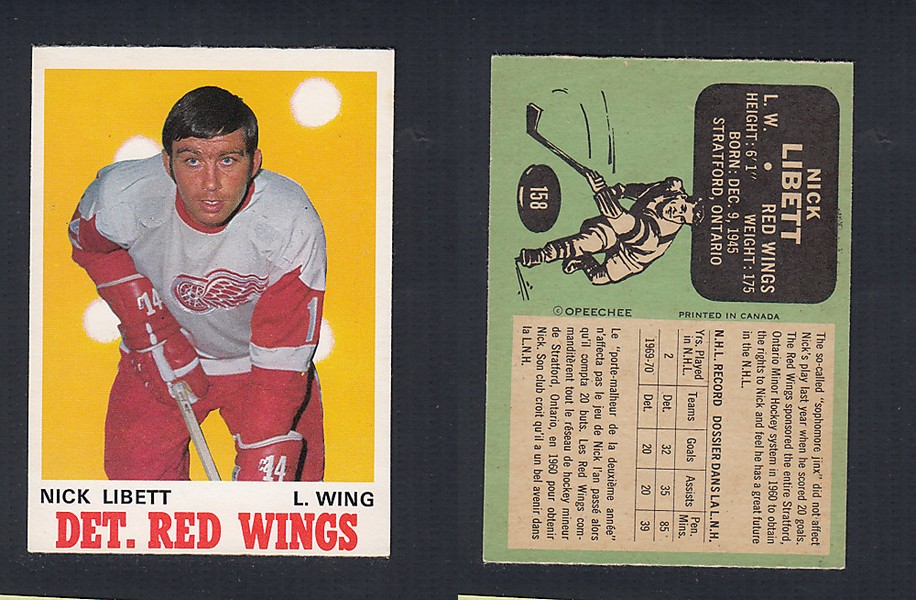1970-71 O-PEE-CHEE HOCKEY CARD #158 N. LIBETT photo 1970-71 O-PEE-CHEE HOCKEY CARD #158 N. LIBETT photo